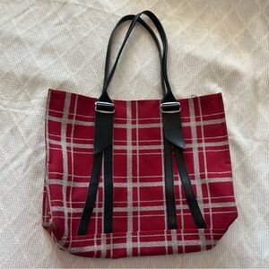 Jack Gomme Made in France Red Plaid Tote Bag Academia College‎ Heritage Holiday